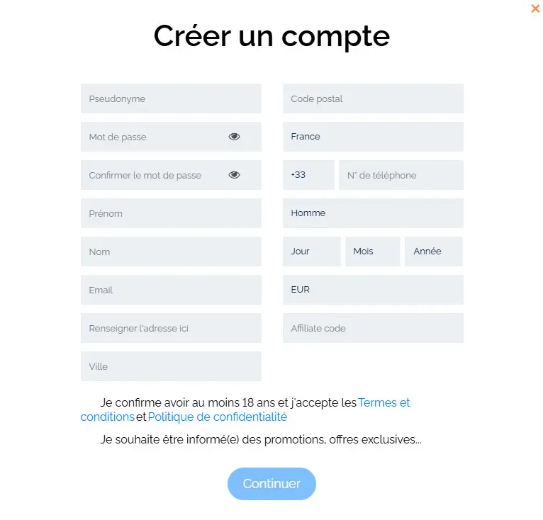 Processus d'inscription 4 Crowns Casino